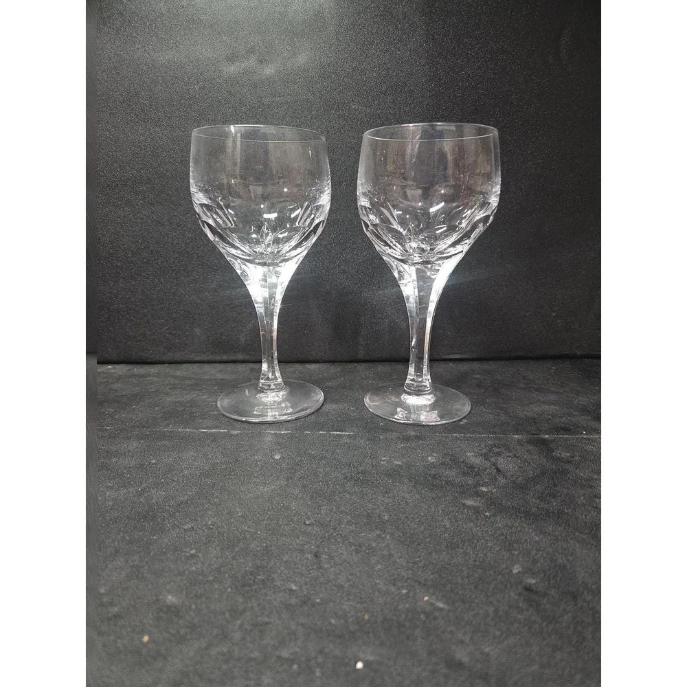 Atlantis Evora Panel Cut Crystal Glasses, Set of‎ 2, Water Glasses, Wine Glasses